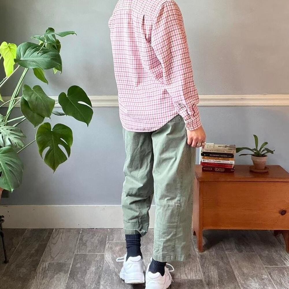 Pink & sage check button-up
